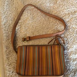 Rainbow stripe leather Madewell belt bag